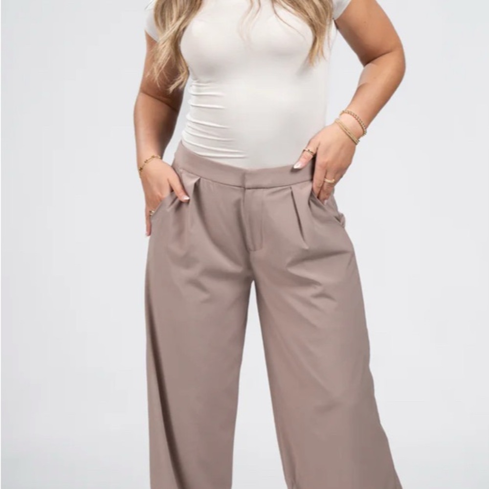 P'tula Taupe Wide Leg Pants